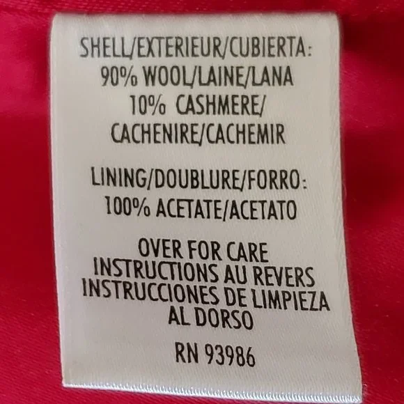 Vintage Women's L Casual Corner Red Wool Cashmere Coat Lined Toggles Pockets - Picture 12 of 13